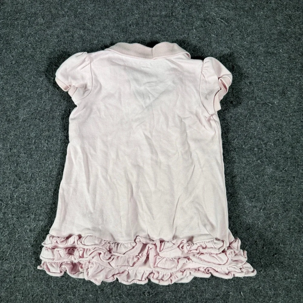 Ralph Lauren Baby Girls Pink Ruffle Hem Polo Dress 18M Short Sleeve Cotton